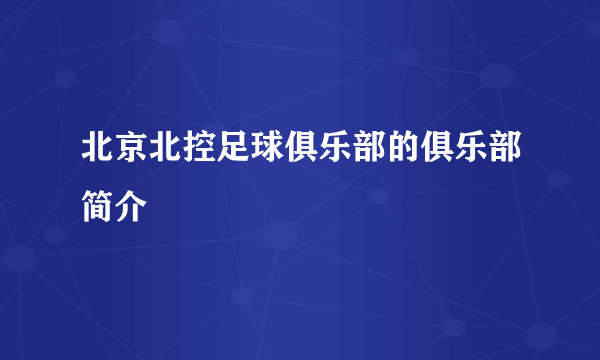 北京北控足球俱乐部的俱乐部简介