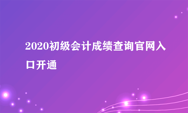 2020初级会计成绩查询官网入口开通