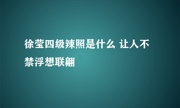 徐莹四级辣照是什么 让人不禁浮想联翩