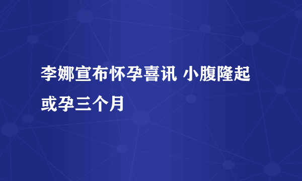 李娜宣布怀孕喜讯 小腹隆起或孕三个月