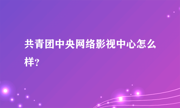 共青团中央网络影视中心怎么样？