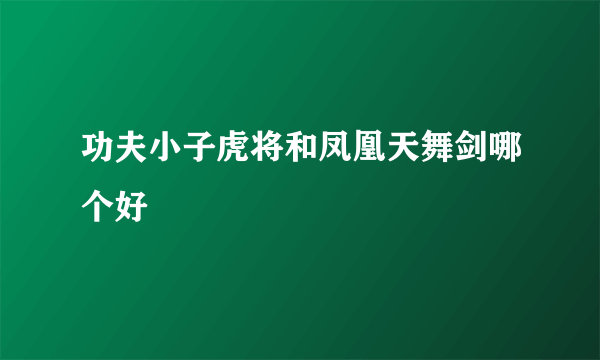 功夫小子虎将和凤凰天舞剑哪个好