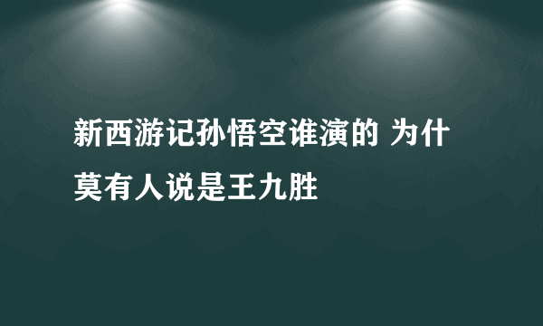 新西游记孙悟空谁演的 为什莫有人说是王九胜