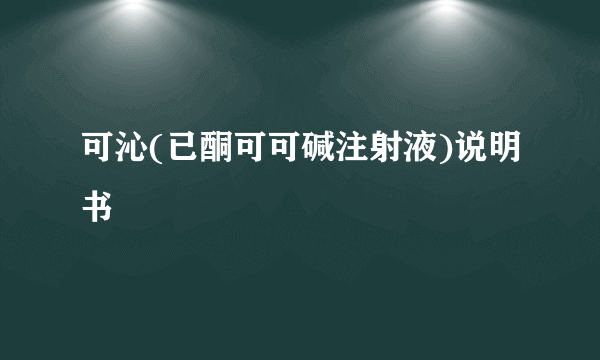 可沁(已酮可可碱注射液)说明书