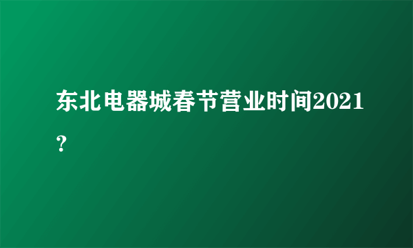 东北电器城春节营业时间2021？