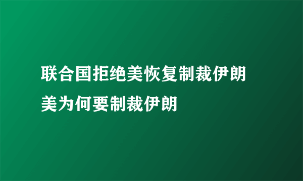 联合国拒绝美恢复制裁伊朗 美为何要制裁伊朗