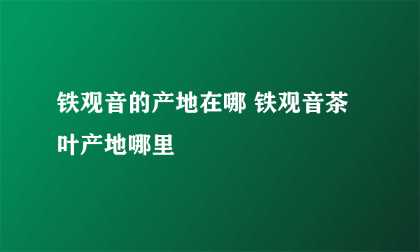 铁观音的产地在哪 铁观音茶叶产地哪里