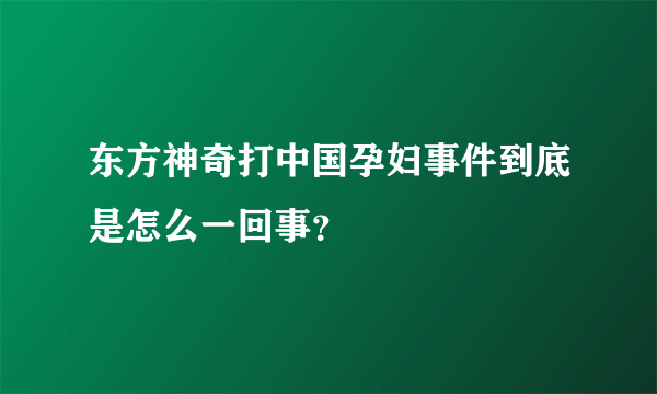 东方神奇打中国孕妇事件到底是怎么一回事？