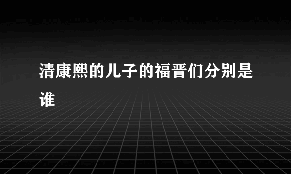 清康熙的儿子的福晋们分别是谁