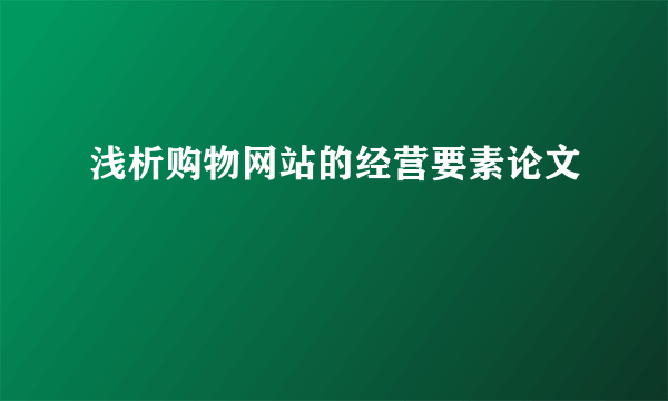 浅析购物网站的经营要素论文