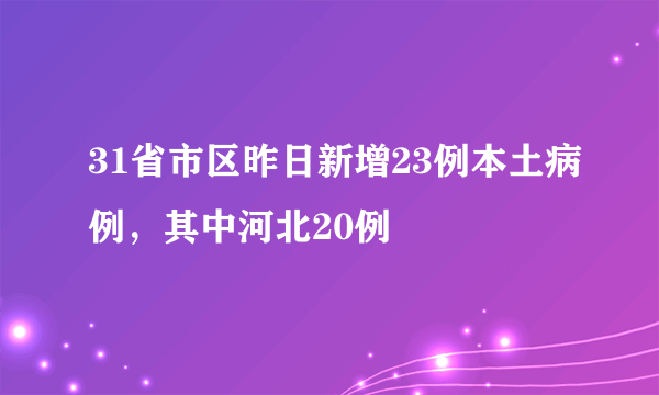 31省市区昨日新增23例本土病例，其中河北20例