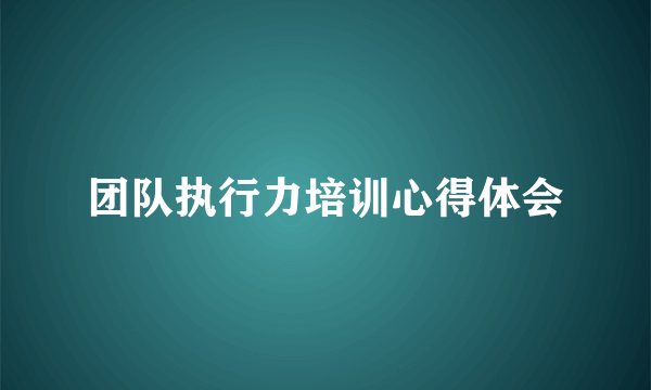 团队执行力培训心得体会