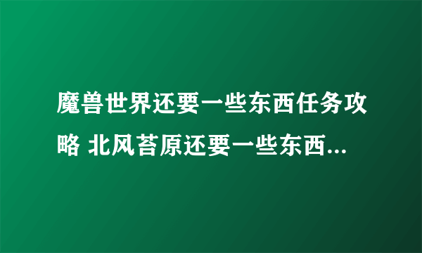 魔兽世界还要一些东西任务攻略 北风苔原还要一些东西通关流程