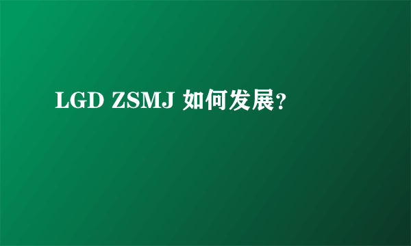 LGD ZSMJ 如何发展？