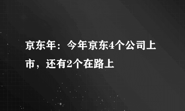 京东年：今年京东4个公司上市，还有2个在路上