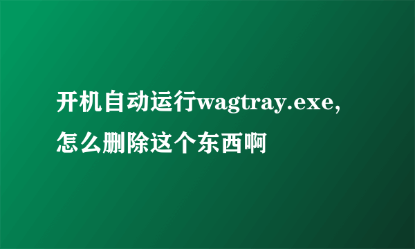 开机自动运行wagtray.exe,怎么删除这个东西啊