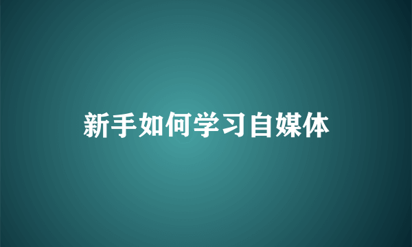 新手如何学习自媒体