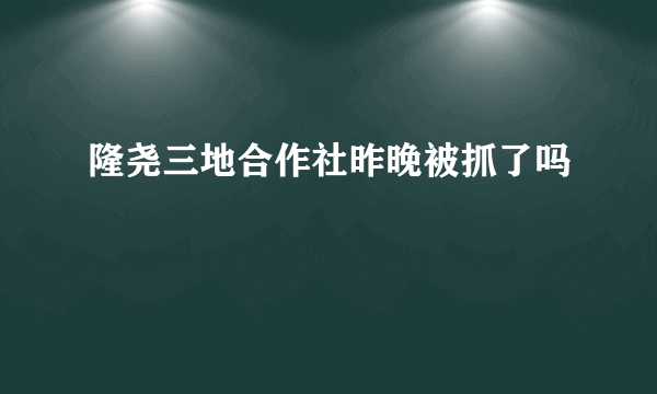 隆尧三地合作社昨晚被抓了吗