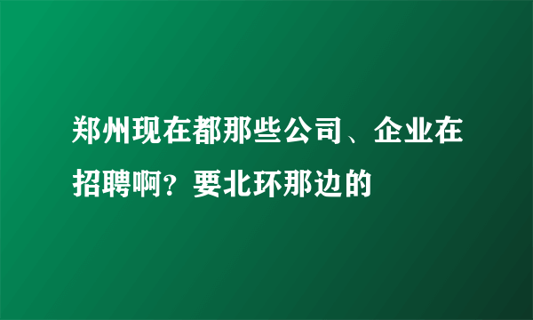 郑州现在都那些公司、企业在招聘啊？要北环那边的