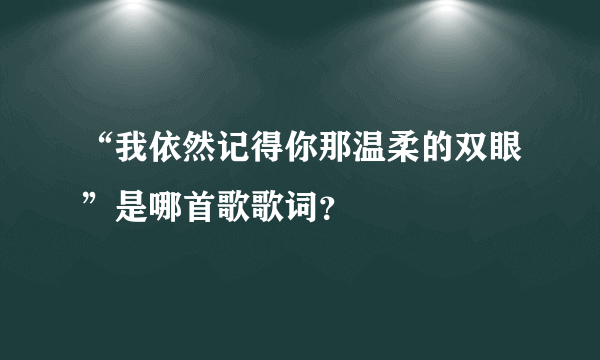 “我依然记得你那温柔的双眼”是哪首歌歌词？