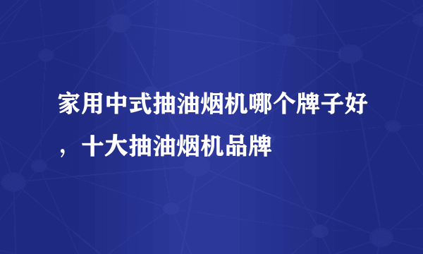 家用中式抽油烟机哪个牌子好，十大抽油烟机品牌