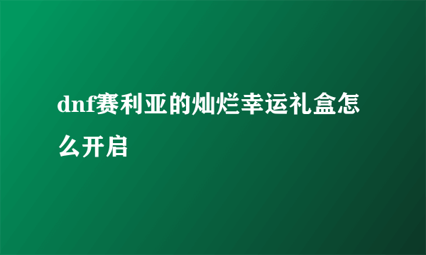 dnf赛利亚的灿烂幸运礼盒怎么开启