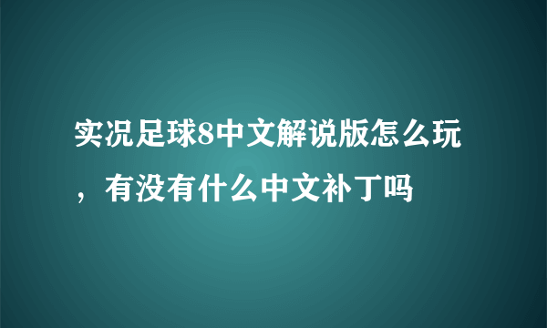 实况足球8中文解说版怎么玩，有没有什么中文补丁吗