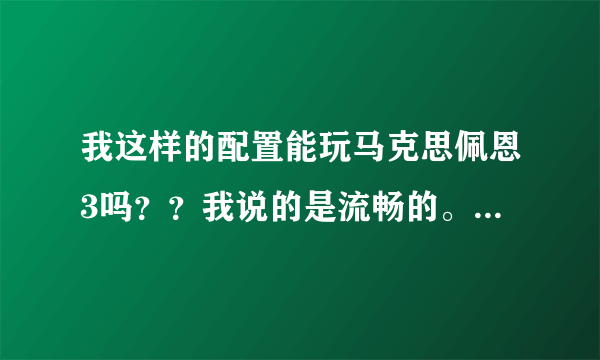 我这样的配置能玩马克思佩恩3吗？？我说的是流畅的。。大神指点！