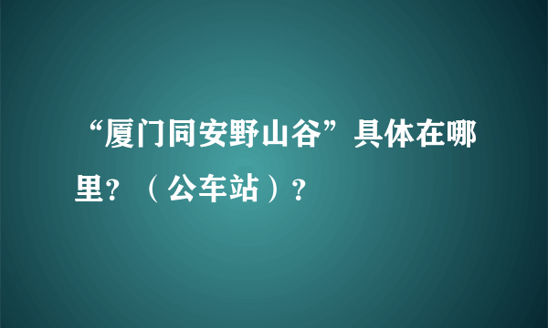 “厦门同安野山谷”具体在哪里？（公车站）？