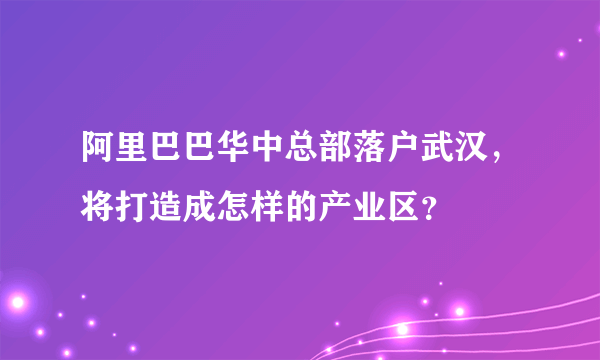 阿里巴巴华中总部落户武汉，将打造成怎样的产业区？