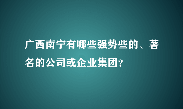 广西南宁有哪些强势些的、著名的公司或企业集团？