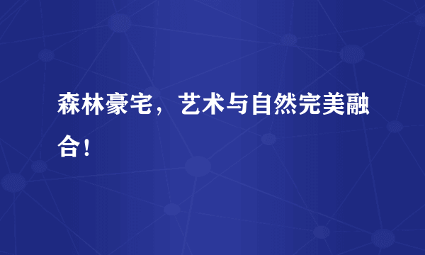 森林豪宅，艺术与自然完美融合！