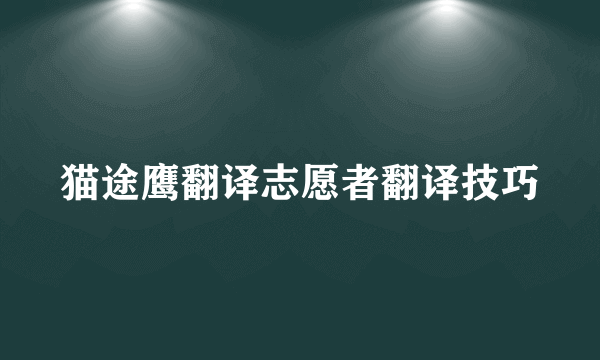 猫途鹰翻译志愿者翻译技巧