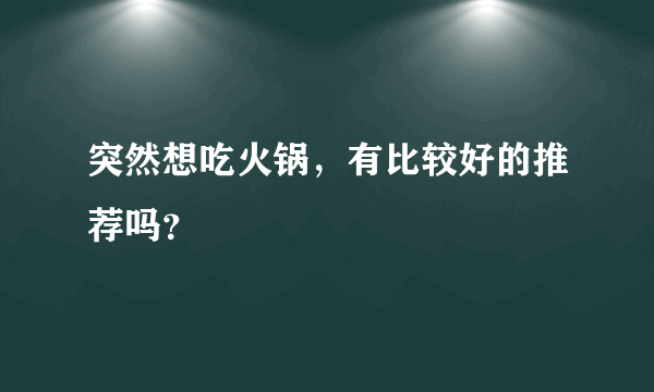 突然想吃火锅，有比较好的推荐吗？