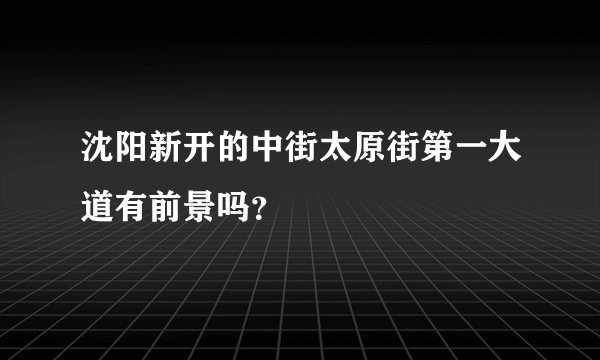 沈阳新开的中街太原街第一大道有前景吗？