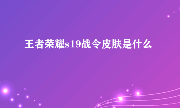 王者荣耀s19战令皮肤是什么