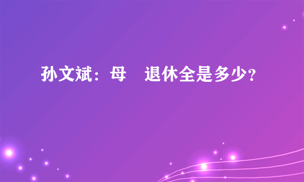 孙文斌：母親退休全是多少？