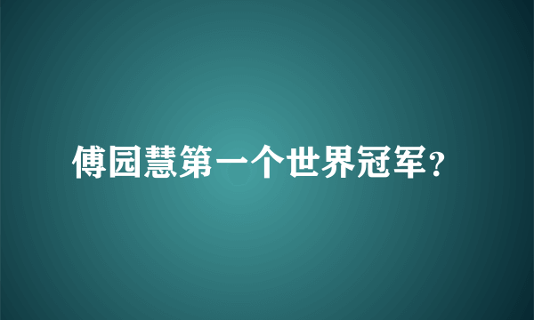 傅园慧第一个世界冠军？