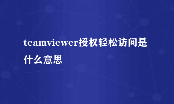 teamviewer授权轻松访问是什么意思