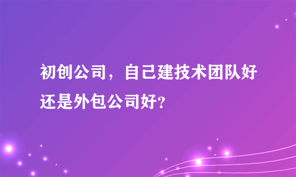 初创公司，自己建技术团队好还是外包公司好？