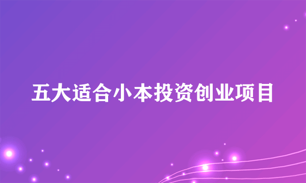 五大适合小本投资创业项目