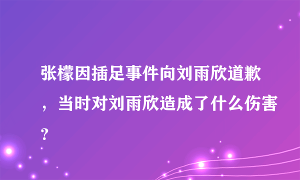 张檬因插足事件向刘雨欣道歉，当时对刘雨欣造成了什么伤害？