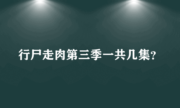 行尸走肉第三季一共几集？