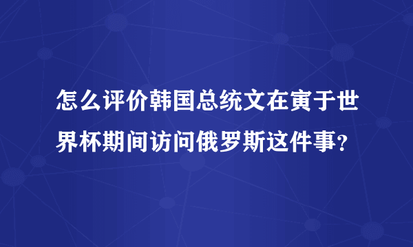 怎么评价韩国总统文在寅于世界杯期间访问俄罗斯这件事？