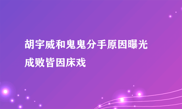 胡宇威和鬼鬼分手原因曝光    成败皆因床戏