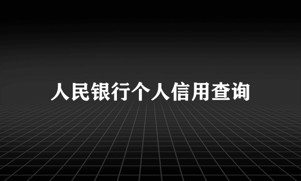 人民银行个人信用查询