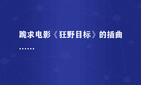 跪求电影《狂野目标》的插曲……