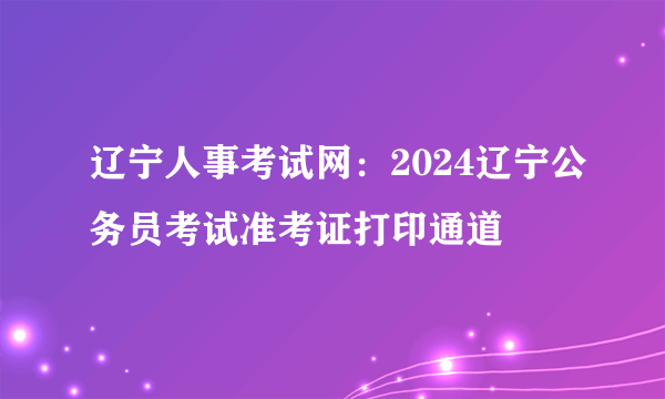 辽宁人事考试网：2024辽宁公务员考试准考证打印通道