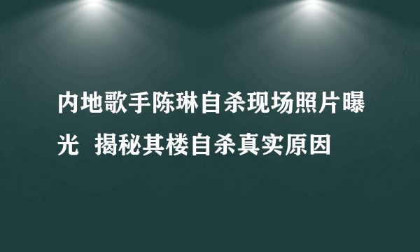 内地歌手陈琳自杀现场照片曝光  揭秘其楼自杀真实原因