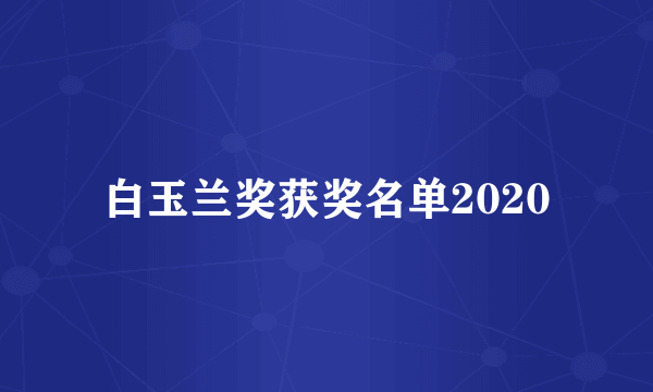 白玉兰奖获奖名单2020